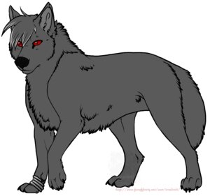 Rating: Safe Score: 0 Tags: canid canine canis e621 female feral fur grey_body grey_fur mammal quadruped red_sclera side_view simple_background solo tail toradoshi white_background wolf User: bunchy7s