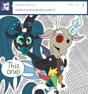 Rating: Questionable Score: 0 Tags: 2013 arthropod changeling_(mlp) chimera clothing crinklebottomchrysalis dialogue diaper discord_(mlp) doll draconequus e621 english_text eyes_closed fangs female feral friendship_is_magic green_hair hair hasbro hi_res hole_(anatomy) horn insect_wings membrane_(anatomy) membranous_wings my_little_pony object_in_mouth pacifier pacifier_in_mouth pigtails plushie queen_chrysalis_(mlp) solo teeth text tumblr white_diaper wings User: bunchy7s