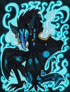 Rating: Safe Score: 0 Tags: ambiguous_gender avian bat bird black_body black_fur blue_theme cool_colors creepy e621 ear_piercing feral fire fur magic mammal membrane_(anatomy) membranous_wings monster piercing solo tail vonder vonderdevil wings User: bunchy7s