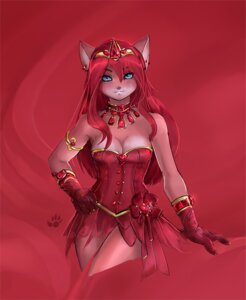 Rating: Questionable Score: 0 Tags: 2009 anthro biped blue_eyes bottomwear breasts cleavage clothed clothing corset corset_dress e621 ear_piercing felid female gem gloves hair handwear heart_symbol jewelry kittyflame lingerie looking_at_viewer mammal necklace piercing red_hair red_theme ruby_(gem) skirt solo standing thumbclawz topwear User: bunchy7s