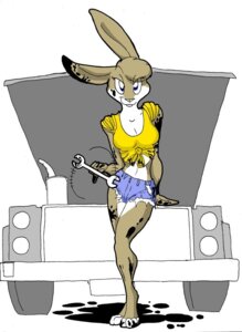 Rating: Questionable Score: 0 Tags: anthro beebee_(nip_and_tuck) bottomwear breasts car cleavage clothed clothing daisy_dukes denim denim_bottomwear denim_clothing denim_shorts dirty e621 female grease grin half-closed_eyes holding_object holding_tool hotpants lagomorph leporid mammal midriff narrowed_eyes navel nip_and_tuck oil rabbit ralph_e._hayes_jr. shirt shorts simple_background smile smirk solo spinning tools topwear truck vehicle white_background wrench User: bunchy7s
