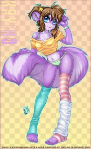Rating: Safe Score: 0 Tags: 2009 alternative_fashion anthro blue_eyes chest_tuft clothed clothing digital_media_(artwork) e621 english_text fairy_kei female footwear fur j-fashion kayiko_(character) leg_warmers legwear looking_at_viewer luckypan mammal mephitid panties shaded simple_background skimpy skunk socks solo source_request star striped_skunk tail text toeless_footwear toeless_socks tuft underwear y2k_(graphic_design) User: bunchy7s
