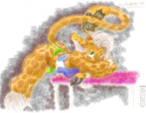 Rating: Questionable Score: 0 Tags: 1999 animal_print anthro bulge butt clothed clothing e621 ferris giraffe giraffe_print giraffid green_eyes hooves male mammal raised_tail solo tail User: bunchy7s