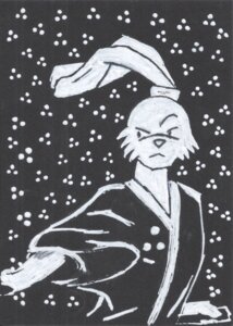 Rating: Safe Score: 0 Tags: anthro asian_clothing black_background black_eyes clothing e621 east_asian_clothing fabian_friethjoph fur hi_res japanese_clothing katana lagomorph leporid male mammal melee_weapon miyamoto_usagi rabbit simple_background solo sword usagi_yojimbo weapon white_body white_fur User: bunchy7s