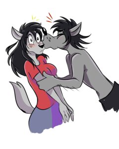 Rating: Safe Score: 0 Tags: 4:5 anthro arm_grab black_eyes black_hair black_nose blush bottomwear canid canine canis claws clothed clothing crossgender duo dutch_angle e621 eyes_closed fan_character female hair male mammal mtf_crossgender nogicu pants raised_tail shirt short_hair side_view simple_background soyuzmultfilm square_crossover tail topless topwear volk_(wjyw) well_just_you_wait! white_background wolf User: bunchy7s