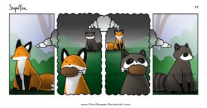 Rating: Safe Score: 0 Tags: 2009 :3 ambiguous_gender base_one_layout canid canine comic distracting_watermark duo e621 emily_chan feral food four_frame_image fox mammal meat mindfuck one_row_layout procyonid raccoon recursion sitting stupidfox symmetry tail thinking thought_bubble thoughtful_expression toony watermark User: bunchy7s