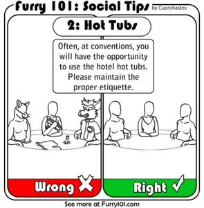 Rating: Questionable Score: 0 Tags: accessory clothing comic costume cuprohastes e621 english_text female furry_fandom furry_lifestyle fursuit grandfathered_content group hot_tub human line_art male mammal necktie social_tips swimwear text url User: bunchy7s