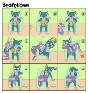 Rating: Safe Score: 0 Tags: angry anthro antlers armchair bedfellows blue_eyes book canid canine canis chair comic domestic_cat domestic_dog duo e621 english_text eyewear fatigue_(bedfellows) felid feline felis ferral_(bedfellows) fur furniture glasses grey_body grey_fur hi_res horn humor hybrid jackalope lagomorph male mammal on_armchair open_mouth painting_(object) picture_frame purple_body purple_fur sheen_(bedfellows) shenanigans sitting tail text the_truth User: bunchy7s