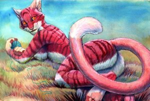 Rating: Questionable Score: 0 Tags: ball_of_yarn belly breasts butt domestic_cat e621 felid feline felis female fur grass hibbary long_tail looking_at_viewer looking_back lying mammal nude on_front orange_eyes outside pawpads pink_body pink_fur pink_nose plant side_boob smile solo string stripes tail whiskers white_belly white_body white_fur yarn User: bunchy7s