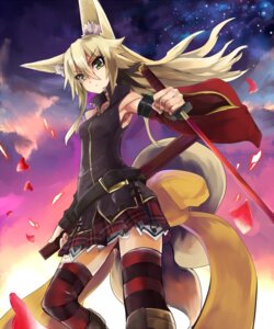 Rating: Safe Score: 0 Tags: 5:6 absolute_territory animal_humanoid bottomwear clothing e621 female green_eyes hair hi_res humanoid kokonoe_tsubaki konozawa legwear long_hair mammal melee_weapon petals skirt solo sword tail thigh_highs weapon User: bunchy7s
