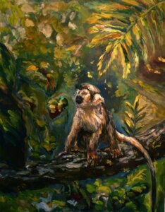Rating: Safe Score: 0 Tags: acrylic_painting_(artwork) all_fours ambiguous_gender black_nose branch detailed_background e621 feet feral forest full-length_portrait fur grey_body grey_fur haplorhine impressionism in_tree jungle leaf long_tail looking_away looking_up mammal mienarano_(nico_3077272) monkey nature nude on_branch outside painting_(artwork) plant portrait prehensile_feet primate solo standing tail toes traditional_media_(artwork) traditional_painting_(artwork) tree wood User: bunchy7s