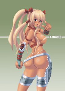 Rating: Questionable Score: 0 Tags: armwear ass ayumi_(x-blades) blonde_hair blue_eyes casual dark_skin female human kihaiu legwear looking_back oniblade open_mouth rule34 solo x-blades User: bunchy7s
