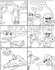 Rating: Safe Score: 0 Tags: 3_fingers 5_fingers amphibian antenna_wire anthro arachnid arthropod bald barefoot base_three_layout biped black_and_white bodily_fluids bottomwear boy's_club breakfast bubble clothed clothing comic counter countertop dialogue disgust duo e621 eating eating_(activity) electronics english_text eyewear feet feral fingers food food_shot frog fully_clothed fur grid_layout holding_belly holding_food holding_object holding_pizza humor landwolf lidded_eyes lips long_fingers long_toes long_tongue looking_at_object male matt_furie meme monochrome object_shot octoped onomatopoeia open_mouth pants pepe_the_frog pizza pizza_slice poking question shirt simple_background sitting six_frame_grid six_frame_image sound_effects spanish_text speech_bubble spider standing sunglasses talking_to_another television text three_row_layout toes tongue tongue_out topwear translated unknown_species vomit vomiting wearing_eyewear wearing_sunglasses what User: bunchy7s