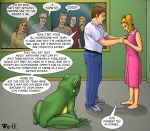 Rating: Questionable Score: 0 Tags: ambiguous_gender ambiguous_pred amphibian carnivore_cafe clothed clothing comic conjoined_speech_bubble copyright_symbol dialogue e621 educational english_text female female_prey feral first_page frog group human imminent_vore linked_speech_bubble male male_human mammal name_drop name_in_dialogue omg pd_(artist) species_in_dialogue speech_bubble symbol talking_to_another text trio_focus undressing what what_has_science_done willing_prey User: bunchy7s