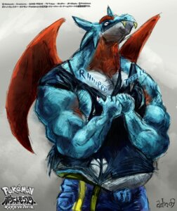 Rating: Safe Score: 0 Tags: anthro aokamidu biped claws clothing dragon e621 english_text eyes_closed fangs generation_3_pokemon grin male membrane_(anatomy) membranous_wings muscular muscular_anthro muscular_male mythological_creature mythological_scalie mythology nintendo pokemon pokemon_(species) pokemorph salamence scalie smile solo standing teeth text undressing wings User: bunchy7s