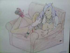 Rating: Explicit Score: 0 Tags: 4:3 anthro bracelet breasts canid canine chair clothing e621 female footwear furniture green_eyes hair high_heels jewelry long_hair looking_at_viewer mammal necklace nipples order5ol panties purple_hair shoes simple_background solo tail traditional_media_(artwork) underwear white_background User: bunchy7s