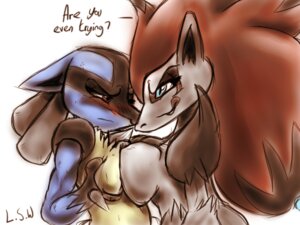 Rating: Explicit Score: 0 Tags: anthro blush breast_press breasts color english_text female female_only fur furry interspecies lopsidedworld lucario multiple_females nude pokemon pokemon_(species) pokemon_bw pokemon_dppt rule34 side_view sketch tagme text yuri zoroark User: bunchy7s