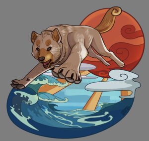 Rating: Safe Score: 0 Tags: alpha_channel ambiguous_gender black_eyes black_nose brown_body brown_fur canid canine canis domestic_dog e621 feral fur jumping mammal outside quadruped sea solo spot_illustration stylized sun tail water yumesanme User: bunchy7s