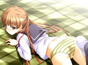 Rating: Questionable Score: 0 Tags: ass brown_eyes brown_hair clothing female highres hizuki_mitsuna lying on_stomach panties ringetsu rule34 school_uniform serafuku striped striped_panties tied_hair twintails underwear User: bunchy7s