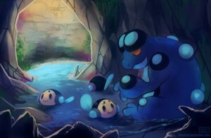 Rating: Safe Score: 0 Tags: ambiguous_gender cavern digital_media_(artwork) e621 feral generation_5_pokemon group haychel nintendo pokemon pokemon_(species) seismitoad size_difference tympole water User: bunchy7s