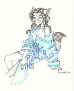 Rating: Safe Score: 0 Tags: 2004 5_fingers anthro bathrobe biped black_hair black_nose blue_eyes breasts canid canine canis cleavage clothed clothing dipstick_tail e621 female fingers fur grey_body grey_fur hair humanoid_hands inner_ear_fluff ladyjeboah looking_aside looking_at_viewer mammal markings multicolored_tail off_shoulder robe simple_background sitting solo tail tail_markings traditional_media_(artwork) tuft white_background wolf User: bunchy7s