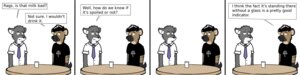 Rating: Safe Score: 0 Tags: absurd_res accessory anthro bethesda_game_studios black_clothing black_hair black_shirt black_topwear brown_body brown_fur canid canine canis class clothing collared_shirt comic dialogue dress_shirt e621 english_text fur furniture garfield_(series) grey_body grey_fur hair hi_res humor hyena long_image looking_down male mammal microsoft milk necktie parody rags_(artist) rags_(rags) shirt shirt_logo skyrim standing striped_hyena table text the_elder_scrolls topwear wide_image wolf User: bunchy7s