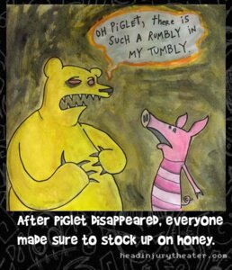 Rating: Questionable Score: 0 Tags: abstract_background anthro bear comic dialogue disney domestic_pig duo e621 english_text head_injury_theater imminent_death jared_von_hindman male mammal nude piglet pooh_bear scared sharp_teeth simple_background size_difference speech_bubble suid suine sus_(pig) teeth text winnie_the_pooh_(franchise) User: bunchy7s