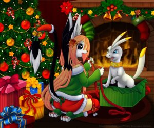 Rating: Safe Score: 0 Tags: anthro bell christmas clothing colorful_theme detailed_background duo e621 female feral holidays legwear luna777 mammal moondog ribbons tail taratsu_(character) thigh_highs unknown_species User: bunchy7s