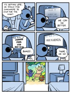 Rating: Safe Score: 0 Tags: 2011 ambiguous_gender anthro avian bear beartato bed bird border car comic dialogue driving e621 english_text furniture hotel humor inside inside_car inside_vehicle lamp male mammal nedroid reginald_(nedroid) satyr sign speech_bubble text the_chronicles_of_narnia tumnus vehicle what white_border User: bunchy7s