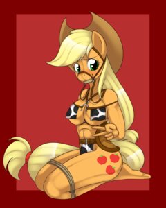 Rating: Questionable Score: 0 Tags: 2012 4:5 anthro anthrofied apple applejack_(mlp) bdsm bit_gag blush bondage bound breasts bridle cleavage cloth clothed clothing cutie_mark digital_media_(artwork) e621 earth_pony equid equine female food friendship_is_magic fruit gag gagged green_eyes hair halter harness harness_bit_gag harness_gag hasbro hat headgear headwear hi_res horse kloudmutt long_hair mammal muzzle_(object) my_little_pony navel petplay plant pony ponyplay reins roleplay solo submissive submissive_female tail User: bunchy7s