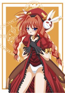 Rating: Questionable Score: 0 Tags: blue_eyes blush braid dress female gloves hat lyrical_nanoha mahou_shoujo_lyrical_nanoha panties red_hair rule34 scarlet skirt skirt_lift standing twin_braids underwear vita User: bunchy7s