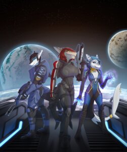 Rating: Safe Score: 0 Tags: 2014 alternate_species anthro aquatic armor azuriae big_breasts biotics bioware black_hair blue_eyes breasts claws countershading e621 ear_piercing electronic_arts female fish furrification grin group gun hair hi_res hybrid long_hair looking_at_viewer mammal mass_effect piercing piranhapettingzoo pose ranged_weapon red_hair rifle riptide_(riptideshark) shark smile stripes syrena_(riptideshark) team_pose teeth vivarium weapon zoo_(facility) User: bunchy7s