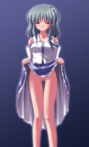 Rating: Explicit Score: 0 Tags: blush censored female legs no_panties pussy pussy_juice rule34 sanae_kochiya skirt skirt_lift solo subaru_noji touhou User: bunchy7s