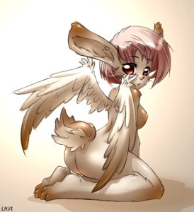 Rating: Questionable Score: 0 Tags: 2009 anthro big_ears breasts brown_background brown_body brown_fur butt e621 feathered_wings feathers female fur gradient_background hair hi_res katiramoon kristiania lagomorph looking_at_viewer looking_back mammal nipples pink_hair pink_nose red_eyes short_hair side_boob simple_background skvader solo whiskers wings User: bunchy7s