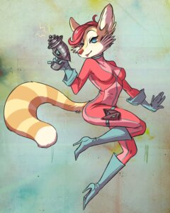 Rating: Questionable Score: 0 Tags: 2010 4:5 5_fingers ailurid anthro basalt_(artist) biped blue_eyes bodysuit boots clothing e621 female fingers footwear form_fitting high_heeled_boots high_heels knee_boots knee_highs legwear mammal pinup pose ranged_weapon raygun red_panda retrofuturism shoes simple_background skinsuit solo space tail tight_clothing weapon User: bunchy7s