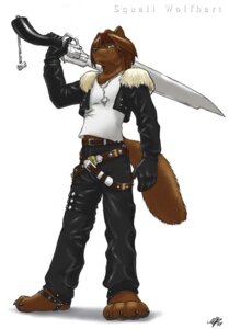 Rating: Safe Score: 0 Tags: 2007 anthro biped blue_eyes brown_body brown_fur brown_hair canid canine canis digital_media_(artwork) e621 final_fantasy final_fantasy_viii fur gideon gunblade hair holding_melee_weapon holding_object holding_sword holding_weapon jewelry male mammal melee_weapon necklace short_hair simple_background solo squall_leonhart squall_wolfhart square_enix standing sword tail weapon white_background wolf User: bunchy7s
