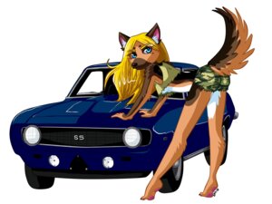 Rating: Questionable Score: 0 Tags: 4:3 anthro bent_over blonde_hair blue_eyes bottomwear breasts brown_body brown_fur butt camo canid canine canis car chevrolet chevrolet_camaro clothed clothing domestic_dog e621 female fur german_shepherd hair herding_dog looking_at_viewer looking_back mammal pastoral_dog pawpads paws raised_tail shirt shorts simple_background skimpy smile solo tail topwear vehicle white_background zenia User: bunchy7s