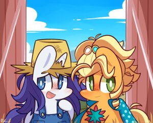 Rating: Safe Score: 0 Tags: 2014 apple_jewel_(mlp) applejack_(mlp) barn blonde_hair blue_eyes blush chibi clothed clothing cloud day duo e621 earth_pony equid equine female friendship_is_magic fur gem green_eyes hair hasbro hat headgear headwear horn horse jewelry long_hair looking_at_viewer mackinn7 mammal my_little_pony mythological_creature mythological_equine mythology open_mouth open_smile orange_body orange_fur outside pony purple_hair rarity_(mlp) sky smile unicorn white_body white_fur white_horn User: bunchy7s