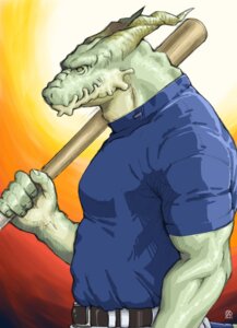 Rating: Safe Score: 0 Tags: anthro baseball_bat bat_(object) belt biceps clothing crocodile crocodilian dn dragon e621 hi_res male muscular muscular_anthro muscular_male mythological_creature mythological_scalie mythology pecs reptile scalie shirt smile solo topwear weapon weapon_on_shoulder yellow_eyes User: bunchy7s