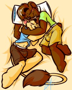 Rating: Safe Score: 0 Tags: 2013 4:5 anthro bear bed black_nose blush blush_lines brown_body brown_fur brown_hair clean_diaper clothed clothing diaper diaper_peekage diaper_under_clothing dipodomyine duo e621 eyes_closed fluffy fluffy_tail fur furniture hair heteromyid hi_res hug jay_(j-raz) kangaroo_rat lb_(paddeddad) lilchu male mammal navel on_bedding on_pillow pillow rodent signature tail wearing_diaper User: bunchy7s