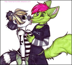 Rating: Questionable Score: 0 Tags: anthro bottomwear breast_grab breasts canid canine clothing collar duo e621 female female/female glamfur hair hand_on_breast licking mammal mindless_self_indulgence one_eye_closed pants pink_hair shirt short_hair simple_background tail tank_top tomboy tongue tongue_out topwear white_background zeriara zeriara_(character) User: bunchy7s