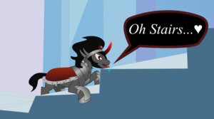 Rating: Safe Score: 0 Tags: 2012 absurd_res armor bodily_fluids cape clothing dialogue e621 english_text equid equine feral friendship_is_magic hasbro heart_symbol hi_res horn horse king_sombra_(mlp) licking male mammal my_little_pony pony quadruped red_eyes saliva solo stairs synthrid tail text tongue tongue_out User: bunchy7s