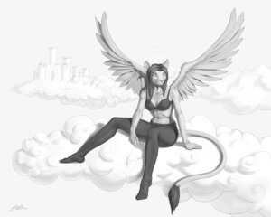 Rating: Safe Score: 0 Tags: 5:4 angel anthro bra clothing cloud e621 feathered_wings feathers felid female greyscale legwear lion mammal monochrome outside pantherine pantyhose shad3r sky solo tail tail_tuft tuft underwear wings User: bunchy7s