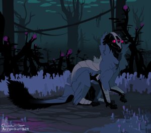 Rating: Safe Score: 0 Tags: 4_toes ambiguous_gender black_body black_fur digitigrade e621 feet feral fluffy fluffy_tail fur glowing glowing_eyes grey_body grey_fur honto_(onigami) mick39 night outside pink_eyes plant quadruped solo tail talyxian talyxian_stalker toes tree User: bunchy7s