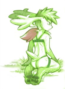 Rating: Questionable Score: 0 Tags: anthro anthrofied clothed clothing crossdressing e621 femboy generation_4_pokemon grass green_theme hi_res legendary_pokemon male nintendo pawpads paws plant pokemon pokemon_(species) pokemorph shaymin sky_forme_shaymin solo zunu-raptor User: bunchy7s