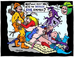 Rating: Explicit Score: 0 Tags: 1girls 4boys arrow ass athena_tremor awkwardman balls blonde_hair bow breasts cowgirl_position cum dc dc_comics dexter_cockburn dialogue doggy_style double_penetration dumb_bunny fellatio female gangbang glasses handjob herman_cramer huge_breasts inferior_five jester_outfit leander_brent male merryman myron_victor orgy penis rule34 sex testicles the_blimp white_feather_(dc) william_king User: bunchy7s