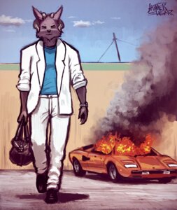 Rating: Safe Score: 0 Tags: 1980s_theme 80s_clothing alternate_species anthro bag black_body black_fur blue_clothing blue_topwear bottomwear bullet_hole canid canine canis car clock clothed clothing cloud curved_horn e621 ehru_(sligarthetiger) fire front_view fur furrification headlight holding_bag holding_object horn lamborghini lamborghini_countach male mammal miami_vice orange_car outside parody power_lines serious sligarthetiger smoke solo suveghn topwear utility_pole vehicle walking watch white_bottomwear white_clothing white_topwear wolf wristwatch User: bunchy7s