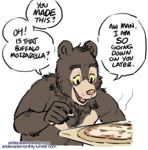 Rating: Safe Score: 0 Tags: anthro artdecade bear comic dialogue e621 english_text food low_res male mammal pizza sloth_bear solo text url ursine willy_(artdecade) User: bunchy7s