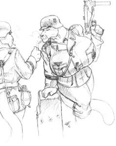 Rating: Questionable Score: 0 Tags: 2001 4_fingers afrikakorps ambiguous_gender anthro armor big_breasts breasts cigarette clothing cougar cross duo e621 explosives eyes_closed felid feline female fingers front_view gideon graphite_(artwork) grenade greyscale gun headgear helmet holding_gun holding_object holding_ranged_weapon holding_weapon huge_breasts hyper hyper_breasts iron_cross leaning leaning_backward lighter mammal medal military_medal military_ribbons military_uniform monochrome mp_40 nazi outside ranged_weapon rear_view signature simple_background smoking snout steyr_arms submachine_gun tail traditional_media_(artwork) trigger_discipline uniform weapon wehrmacht wishbone_mouth world_war_2 User: bunchy7s
