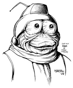 Rating: Safe Score: 0 Tags: 1998 alien antenna_wire aquatic black_and_white bloodshot_eyes bust_portrait cephalopod clothing e621 elderly english_text freefall_(webcomic) headgear headwear karno male mollusk monochrome noseless portrait sam_starfall simple_background solo text white_background User: bunchy7s